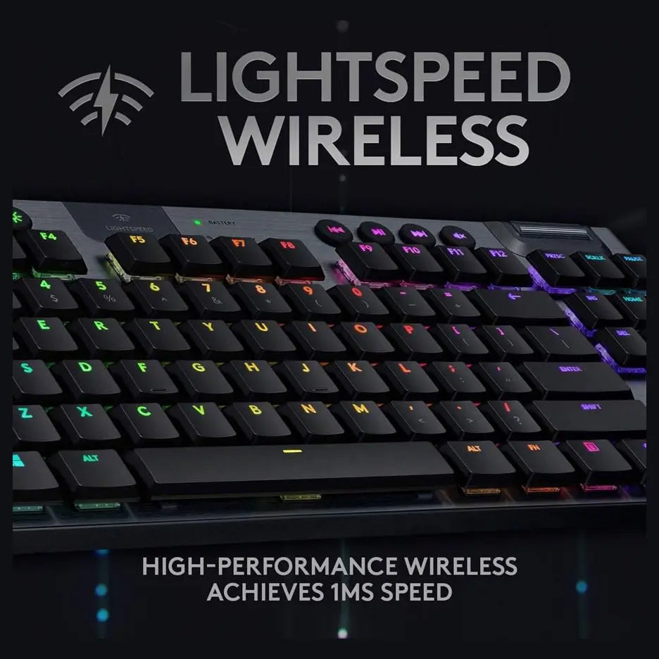 Logitech G915 TKL Tenkeyless Mechanical Gaming Keyboard, LIGHTSPEED Wireless and Bluetooth, LIGHTSYNC RGB 16.8M Colors, GL Tactile Low Profile Switch, Black 920-009495