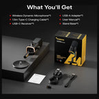 Maono PD100W Wireless and USB Microphone, One-Click Noise Reduction, Custom RGB, 3.5mm Headphone Jack, Black