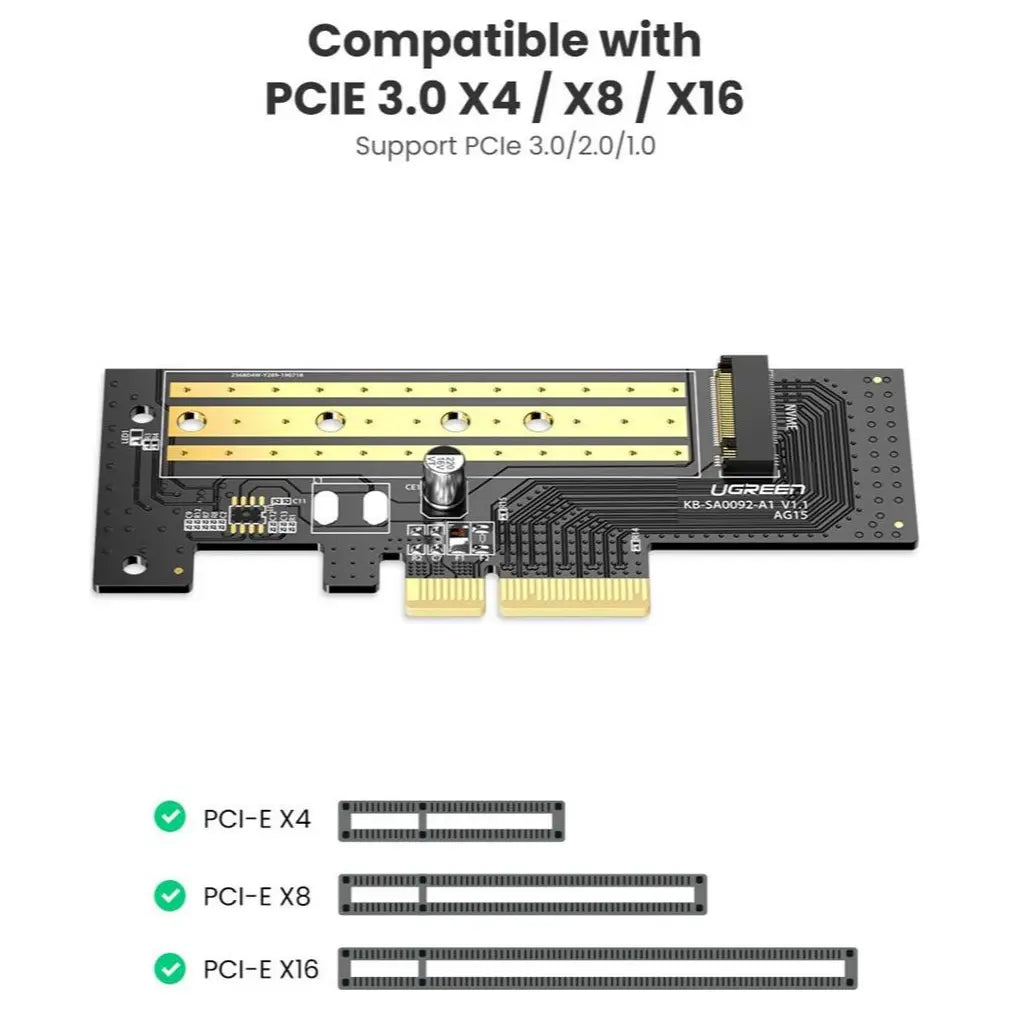 Ugreen M.2 NVMe to PCI Express Adapter Card, PCIe 3.0 x4, 32Gbps, 70503, Expansion Card