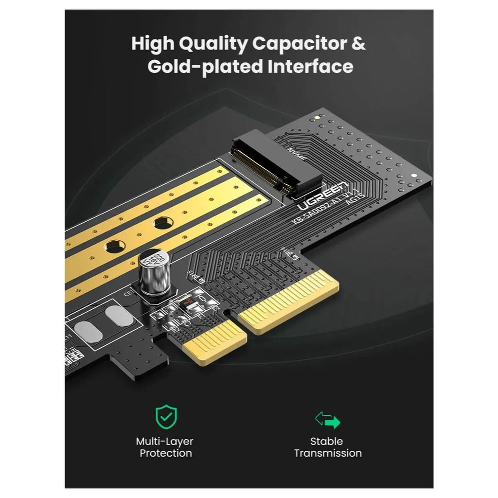 Ugreen M.2 NVMe to PCI Express Adapter Card, PCIe 3.0 x4, 32Gbps, 70503, Expansion Card
