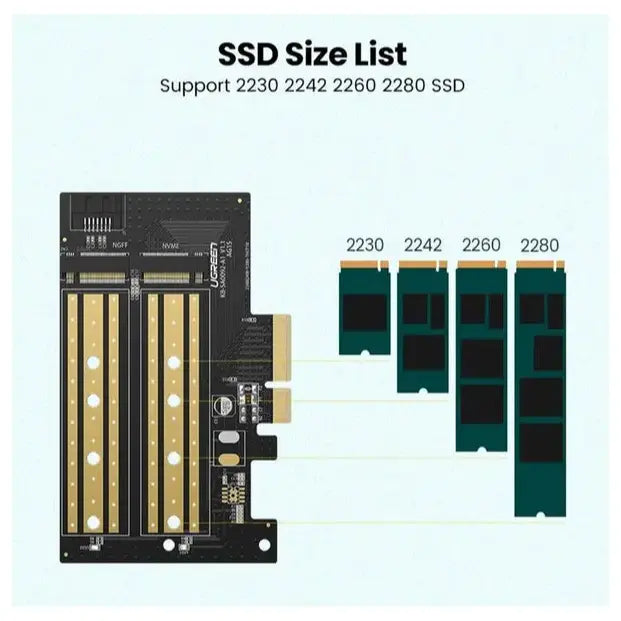 Ugreen M.2 SATA and M.2 NVMe to PCI-E 3.0 x4 Expansion Card 70504