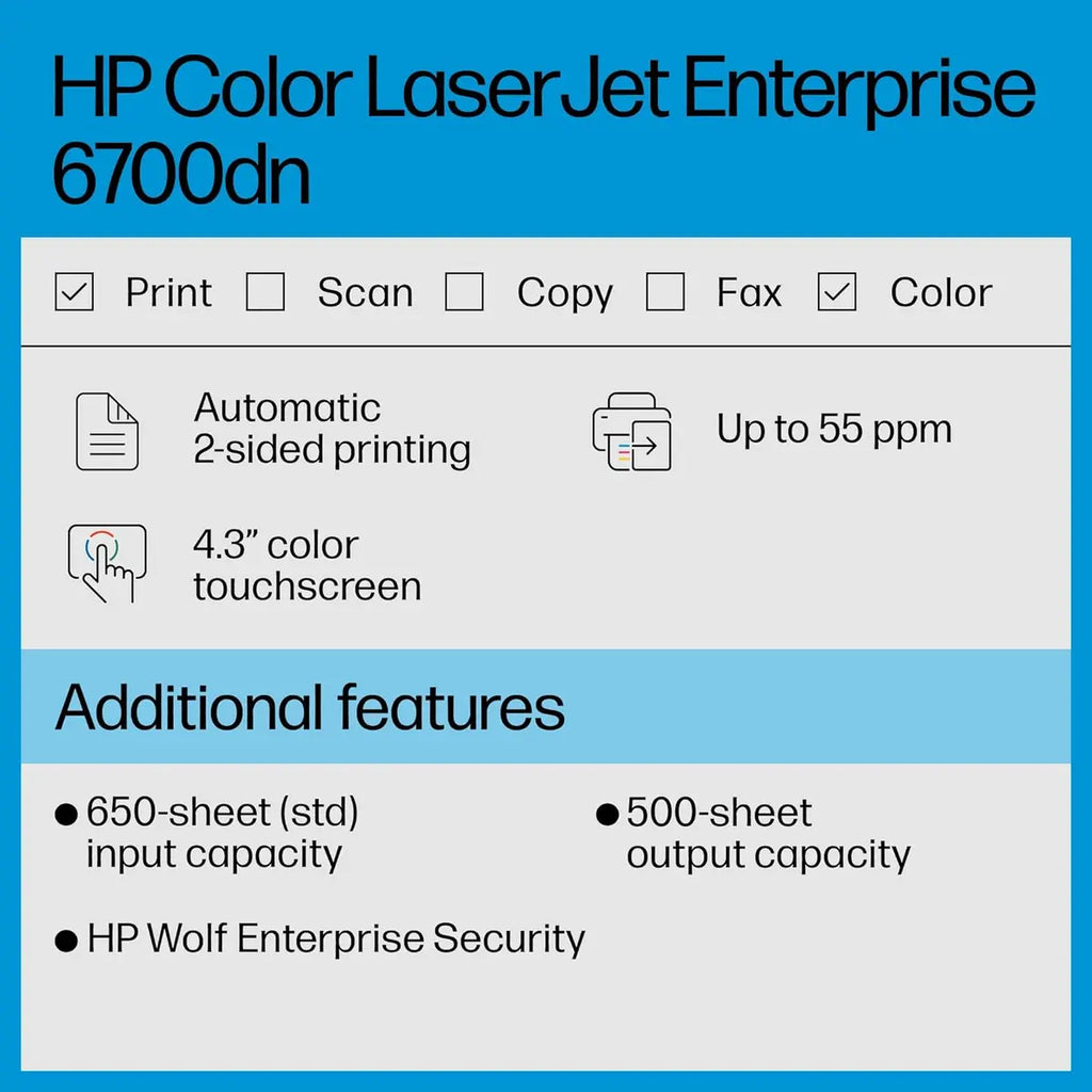 HP Color LaserJet Enterprise 6700dn Printer, 55 Ppm, 1200x1200 Dpi, Auto Duplex (Official Warranty)