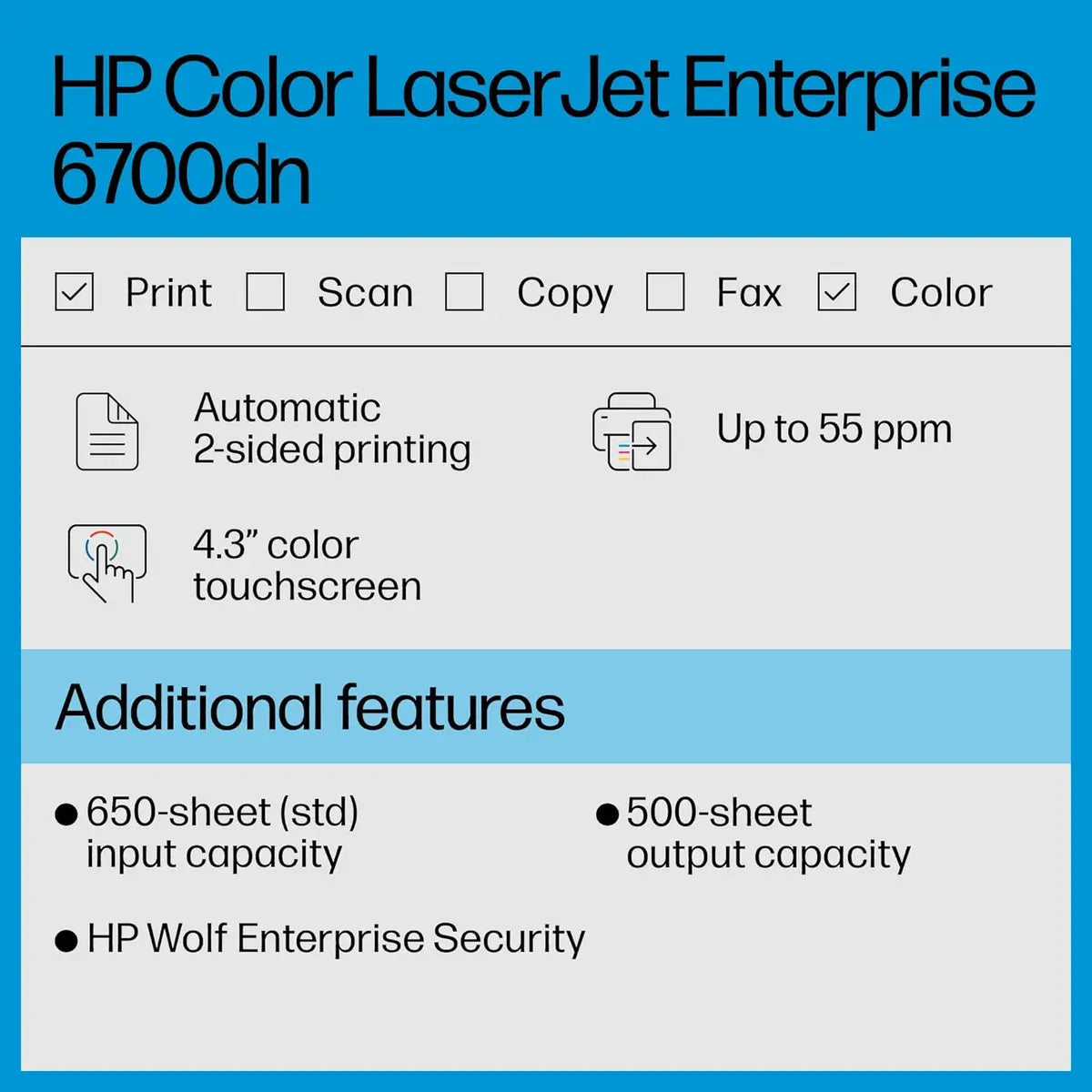 HP Color LaserJet Enterprise 6700dn Printer, 55 Ppm, 1200x1200 Dpi, Auto Duplex (Official Warranty)