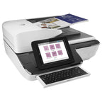 HP ScanJet Enterprise Flow N9120 fn2 Flat Surface Document Scanner, 8" Touchscreen, 120ppm 240ipm, 200 Sheets, Ethernet and USB, White (Official Warranty)