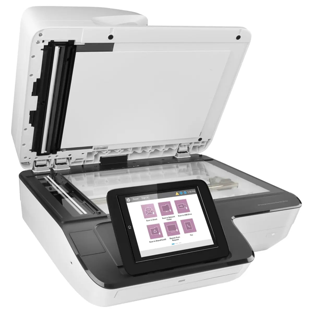 HP ScanJet Enterprise Flow N9120 fn2 Flat Surface Document Scanner, 8" Touchscreen, 120ppm 240ipm, 200 Sheets, Ethernet and USB, White (Official Warranty)