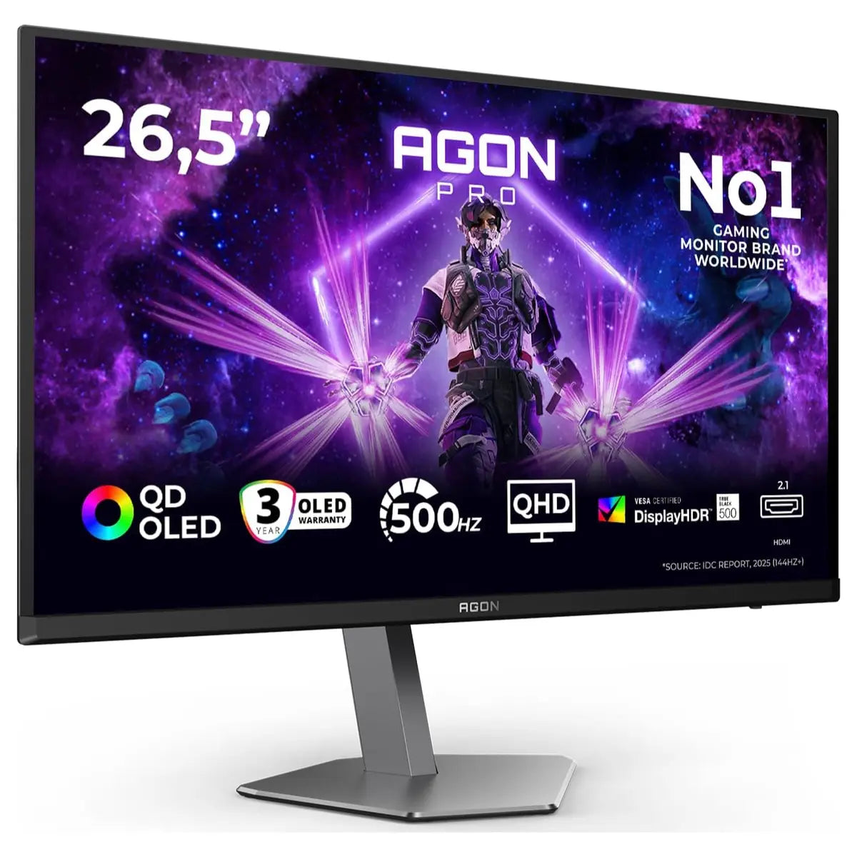 AOC AG276QKD2 26.5 Inch WQHD Monitor 500Hz QD-OLED 0.03ms GtG Adaptive Sync HDR500 TrueBlack Black