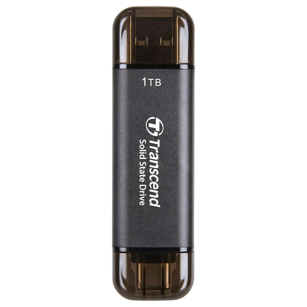Transcend ESD310 1TB External SSD, USB 3.2 Gen2 10Gbps Type-A and Type-C, Up To 1,050MB/s Black TS1TESD310C