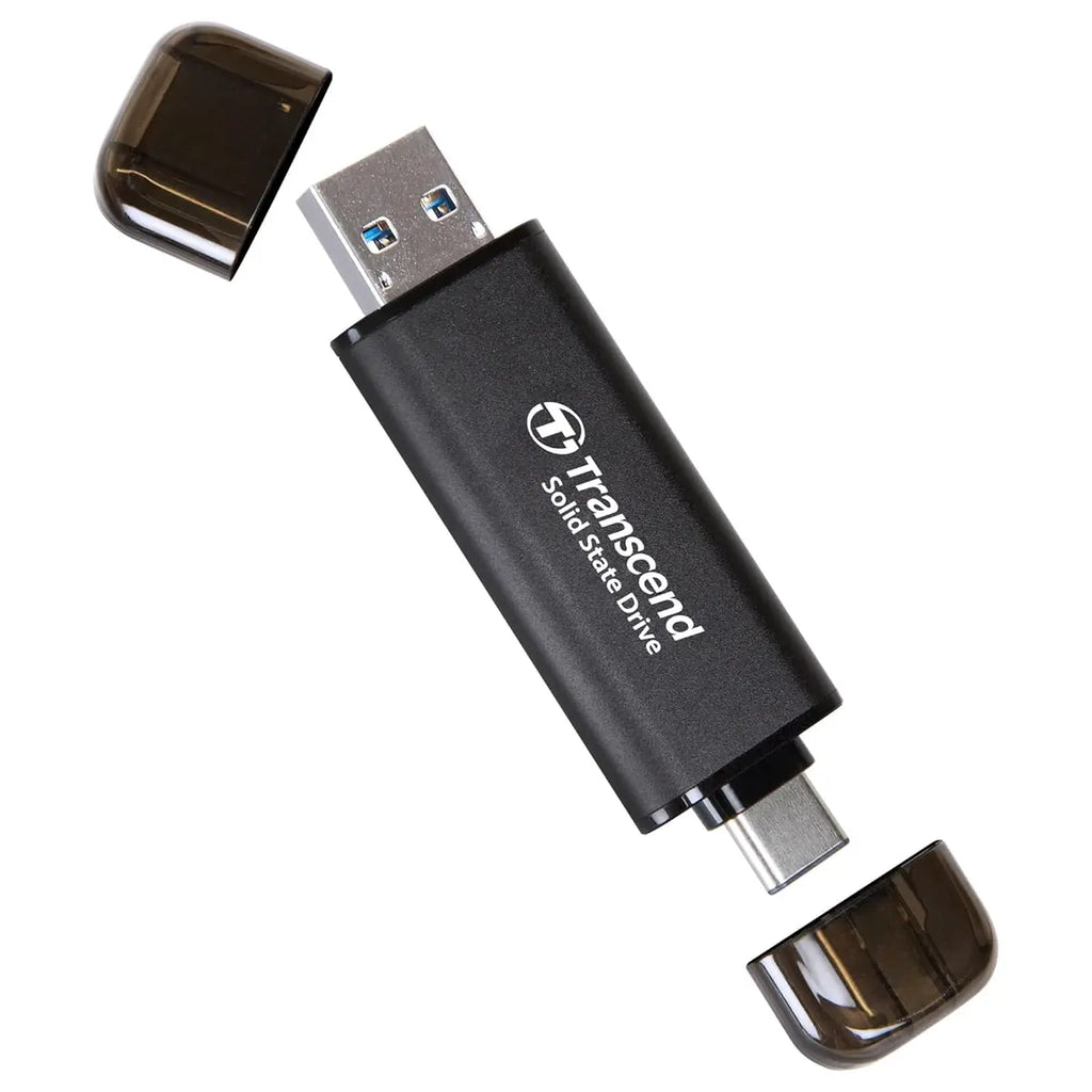 Transcend ESD310 1TB External SSD, USB 3.2 Gen2 10Gbps Type-A and Type-C, Up To 1,050MB/s Black TS1TESD310C