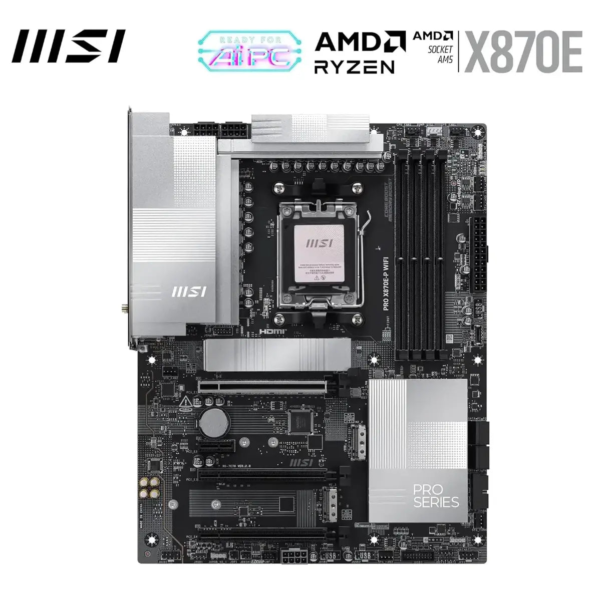 MSI PRO X870E-P WIFI Motherboard ATX AM5, Wi-Fi 7, 5G LAN
