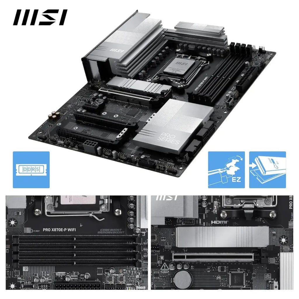 MSI PRO X870E-P WIFI Motherboard ATX AM5, Wi-Fi 7, 5G LAN