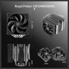 Thermalright Royal Pretor 130 CPU Air Cooler, Double-Tower 6 Heat Pipes Dual PWM Fans, 158mm