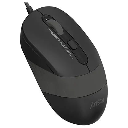 A4Tech FM10S Optical Mouse, 1600 DPI 4-Level Adjustable, 4-Button Silent Click, 4-Way Wheel, Grey