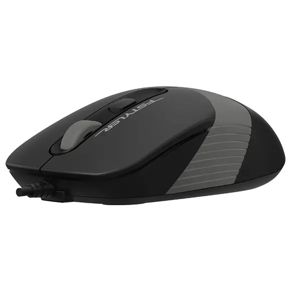 A4Tech FM10S Optical Mouse, 1600 DPI 4-Level Adjustable, 4-Button Silent Click, 4-Way Wheel, Grey