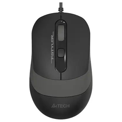 A4Tech FM10S Optical Mouse, 1600 DPI 4-Level Adjustable, 4-Button Silent Click, 4-Way Wheel, Grey