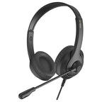 A4Tech FH100i Stereo Headset, 40mm Speaker Unit, Rotatable Omni-Directional Mic, Inline Remote Control, Stone Black
