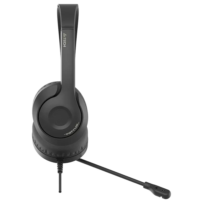 A4Tech FH100i Stereo Headset, 40mm Speaker Unit, Rotatable Omni-Directional Mic, Inline Remote Control, Stone Black