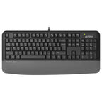 A4Tech Fstyler FK20 Multimedia Comfort Keyboard, FN Plus 12 Multimedia Hot Keys, Waterproof Design, Ergonomic Wrist Rest, Grey