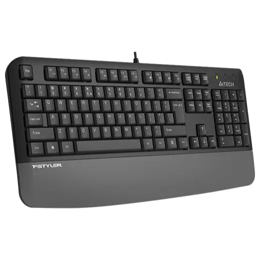 A4Tech Fstyler FK20 Multimedia Comfort Keyboard, FN Plus 12 Multimedia Hot Keys, Waterproof Design, Ergonomic Wrist Rest, Grey