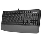 A4Tech Fstyler FK20 Multimedia Comfort Keyboard, FN Plus 12 Multimedia Hot Keys, Waterproof Design, Ergonomic Wrist Rest, Grey