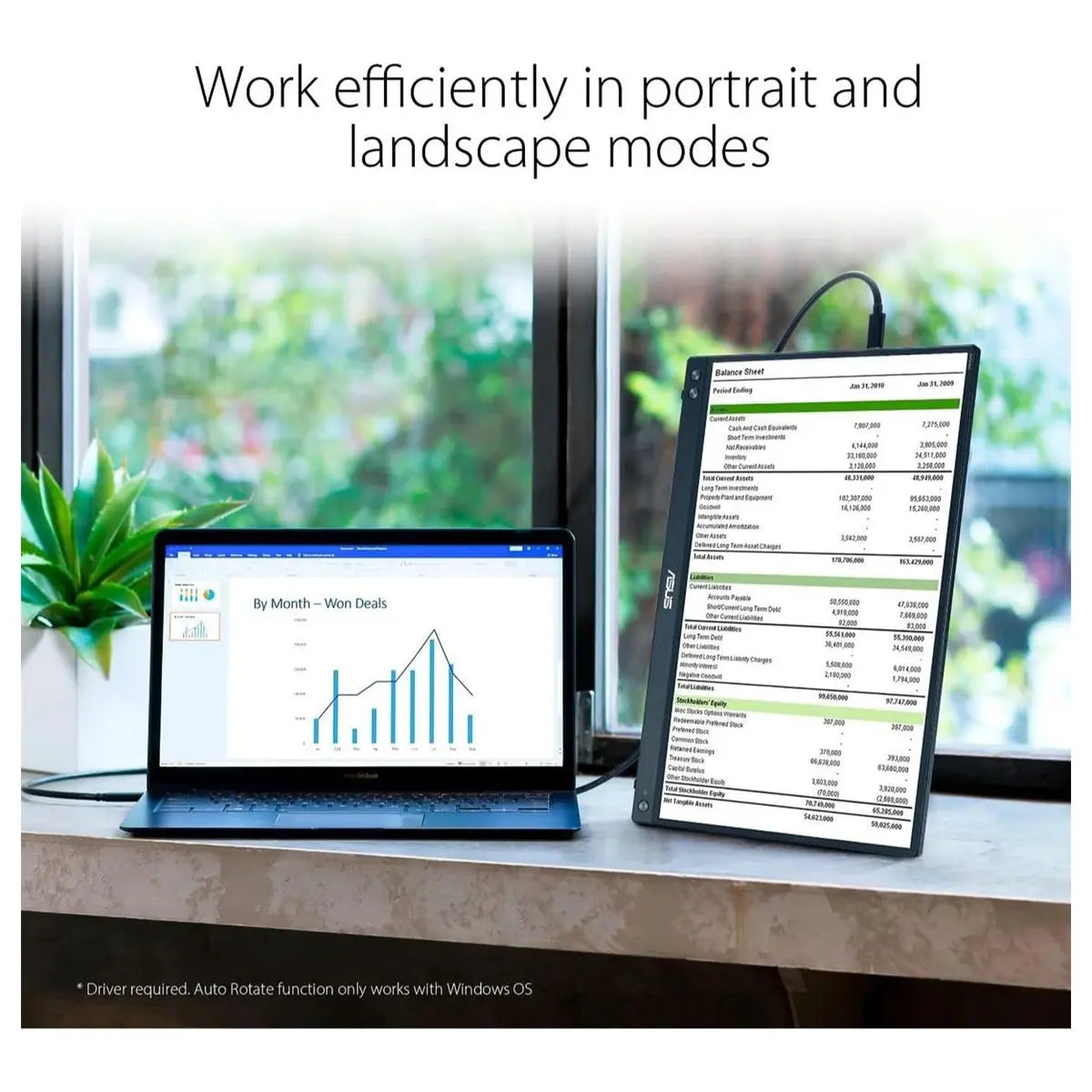 Asus ZenScreen MB16ACV Portable Monitor, 15.6" Full HD 1920x1080 IPS, USB-C Hybrid-Signal Power and Video, Kickstand, Eye Care Flicker Free Blue Light Filter
