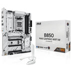 Asus B850 Max Gaming Wifi W AMD AM5 ATX Motherboard, DDR5 8000+MT/s, PCIe 5.0, 3x M.2, Wi-Fi 6E, 2.5Gb LAN, USB 10Gbps Type-C, White PCB
