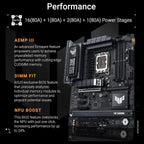 ASUS TUF Gaming Z890-PLUS WiFi ATX Motherboard, Z890 LGA1851, DDR5, PCIe5.0, Thunderbolt4 Type-C, 4xM.2, Wi-Fi7, 2.5Gb