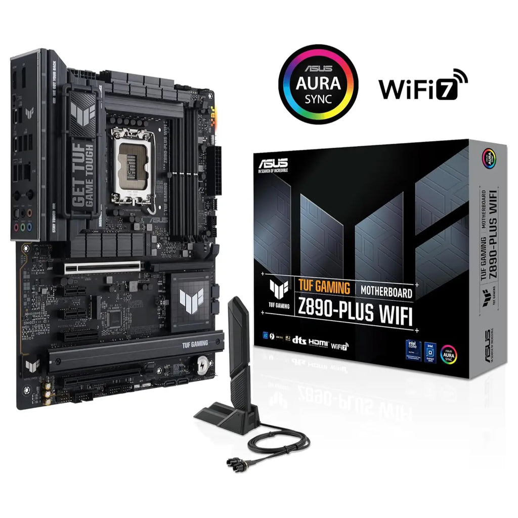 ASUS TUF Gaming Z890-PLUS WiFi ATX Motherboard, Z890 LGA1851, DDR5, PCIe5.0, Thunderbolt4 Type-C, 4xM.2, Wi-Fi7, 2.5Gb