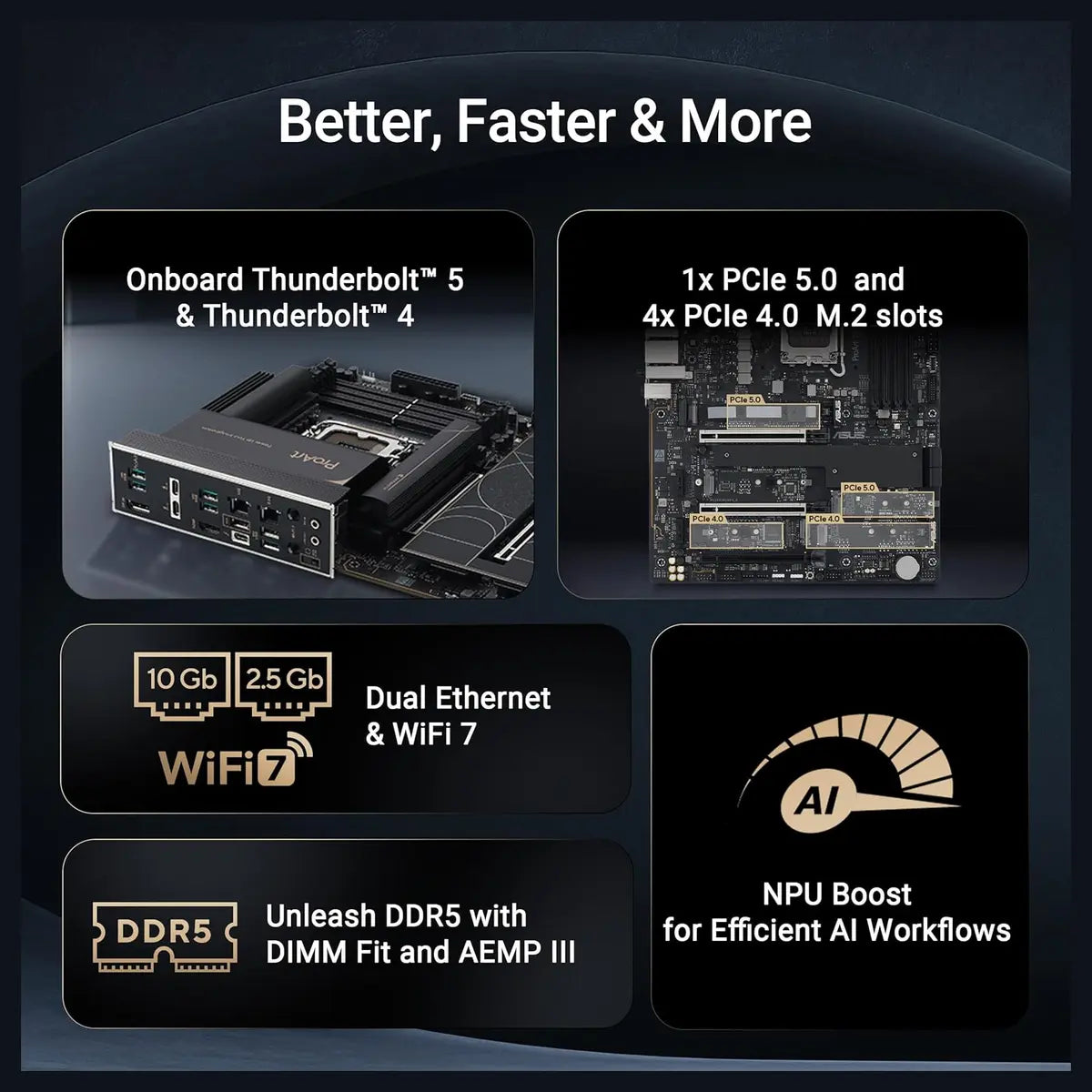 ASUS ProArt Z890-CREATOR WIFI Z890 ATX Motherboard, LGA1851, DDR5, PCIe5.0, Thunderbolt5 Type-C, 10Gb and 2.5Gb LAN, WiFi7