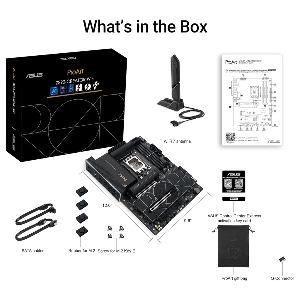 ASUS ProArt Z890-CREATOR WIFI Z890 ATX Motherboard, LGA1851, DDR5, PCIe5.0, Thunderbolt5 Type-C, 10Gb and 2.5Gb LAN, WiFi7