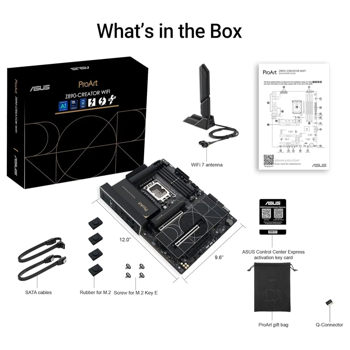 ASUS ProArt Z890-CREATOR WIFI Z890 ATX Motherboard, LGA1851, DDR5, PCIe5.0, Thunderbolt5 Type-C, 10Gb and 2.5Gb LAN, WiFi7