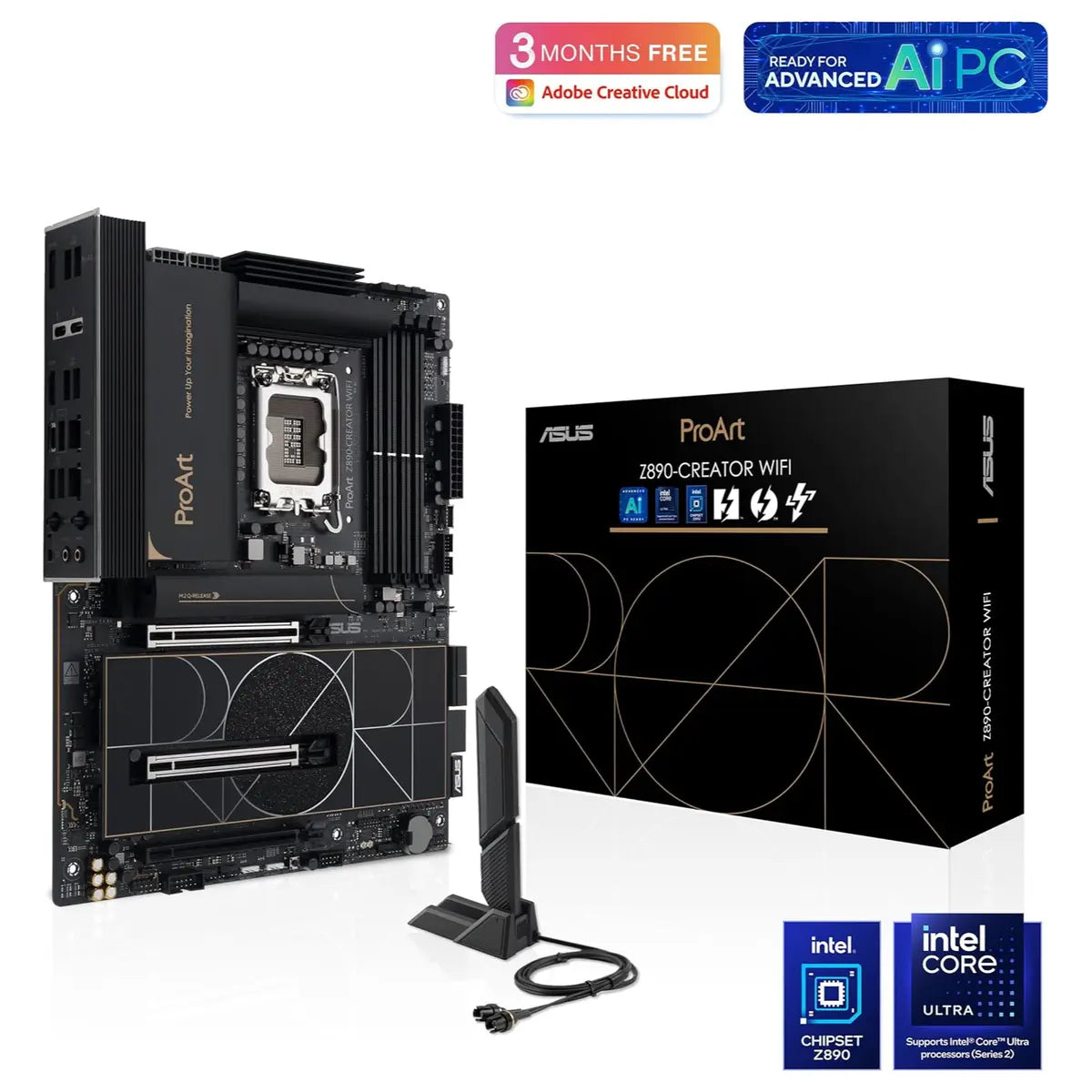 ASUS ProArt Z890-CREATOR WIFI Z890 ATX Motherboard, LGA1851, DDR5, PCIe5.0, Thunderbolt5 Type-C, 10Gb and 2.5Gb LAN, WiFi7