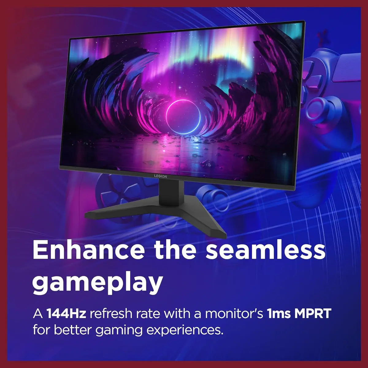 Lenovo Legion R27s Gaming Monitor, 27" FHD 144Hz IPS, 1ms MPRT, HDMI 2.1 and DisplayPort 1.2, Raven Black