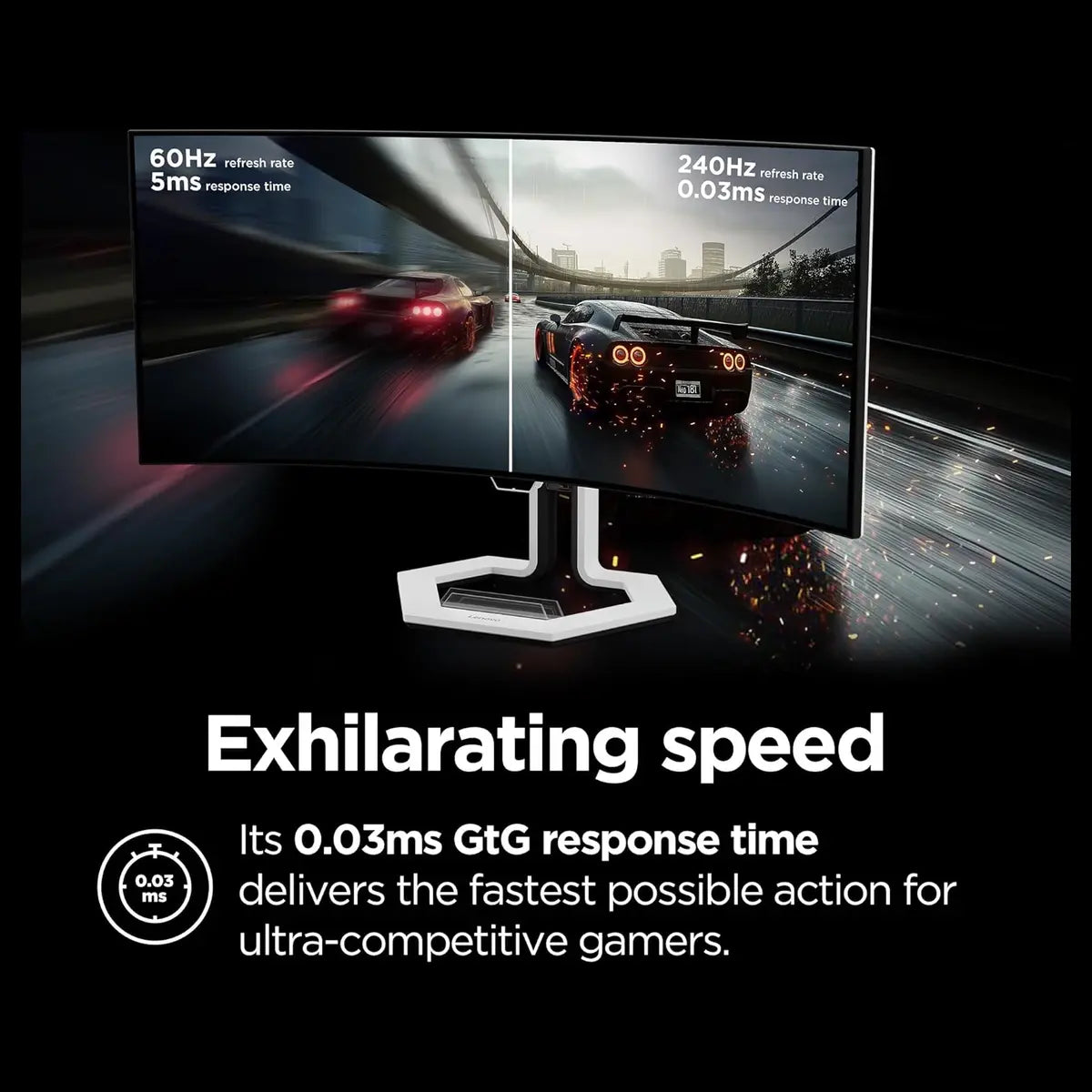 Lenovo Legion Pro 34WD-10 Curved Gaming Monitor, 34" WQHD OLED 240Hz, 3440x1440, 0.03ms MPRT, AMD FreeSync Premium Pro, HDR TB400, KVM, USB-C, HDMI 2.1, DP 1.4, Raven Black