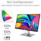 ASUS ProArt Display PA278CV 27" Monitor, WQHD 2560x1440 IPS 75Hz Adaptive-Sync 48-75Hz, 100% sRGB 100% Rec. 709 Delta E < 2 Calman Verified, USB-C 65W USB 3.1 Hub HDMI DisplayPort Daisy-Chaining