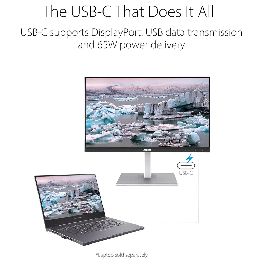 ASUS ProArt Display PA278CV 27" Monitor, WQHD 2560x1440 IPS 75Hz Adaptive-Sync 48-75Hz, 100% sRGB 100% Rec. 709 Delta E < 2 Calman Verified, USB-C 65W USB 3.1 Hub HDMI DisplayPort Daisy-Chaining