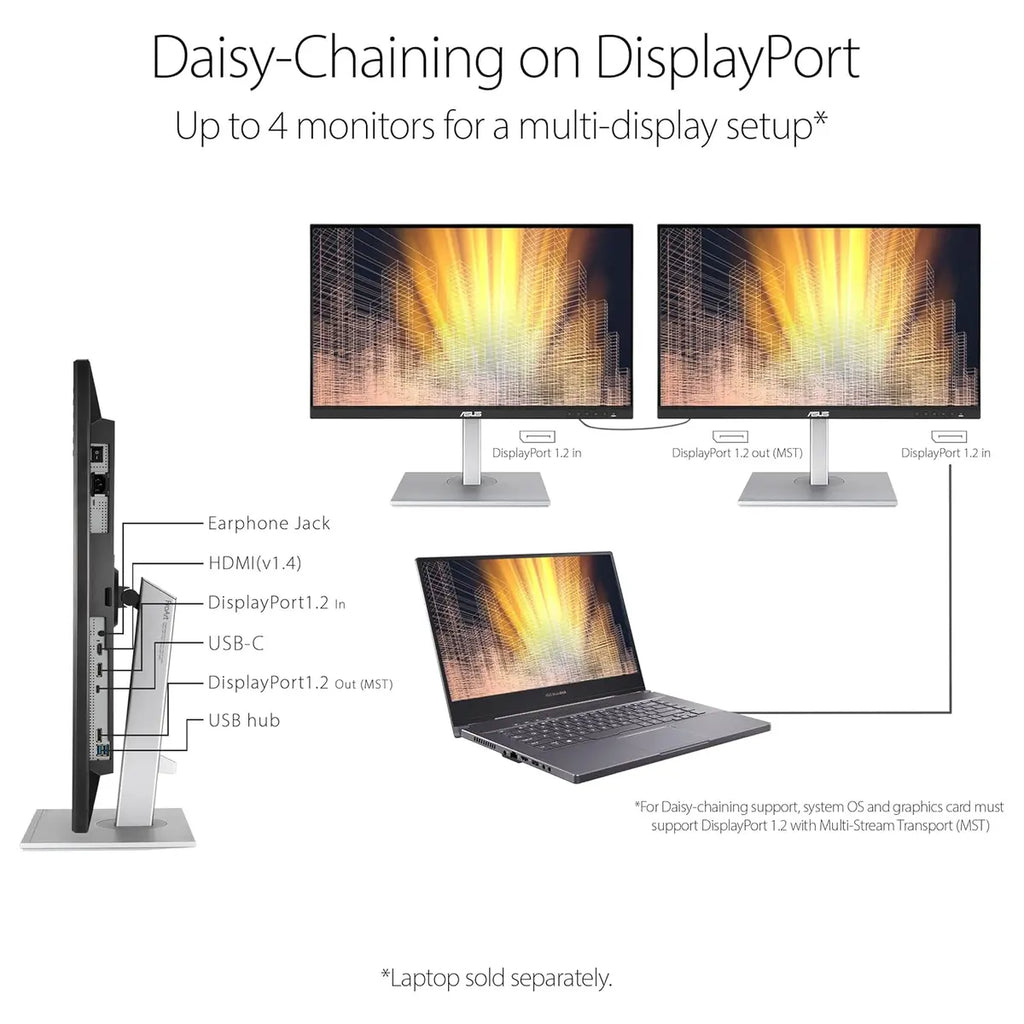 ASUS ProArt Display PA278CV 27" Monitor, WQHD 2560x1440 IPS 75Hz Adaptive-Sync 48-75Hz, 100% sRGB 100% Rec. 709 Delta E < 2 Calman Verified, USB-C 65W USB 3.1 Hub HDMI DisplayPort Daisy-Chaining