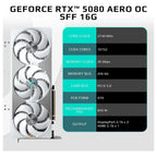 Gigabyte GeForce RTX 5080 Aero OC SFF 16G Graphics Card, 16GB 256-Bit GDDR7, 2730MHz Core Clock, WINDFORCE Cooling, NVIDIA SFF-Ready, GV-N5080AERO OC-16GD