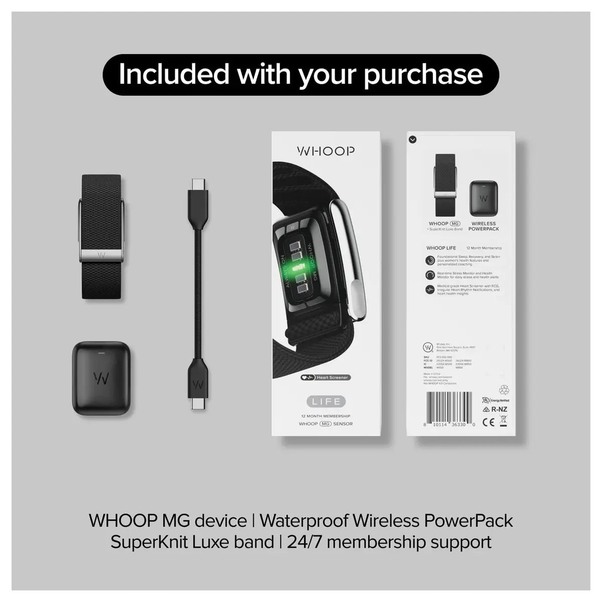 WHOOP LIFE 5.0/MG Activity Tracker, 12 Month Membership, 24/7 Activity and Sleep Tracker, Personalized Coaching, 14+ Days Battery Life