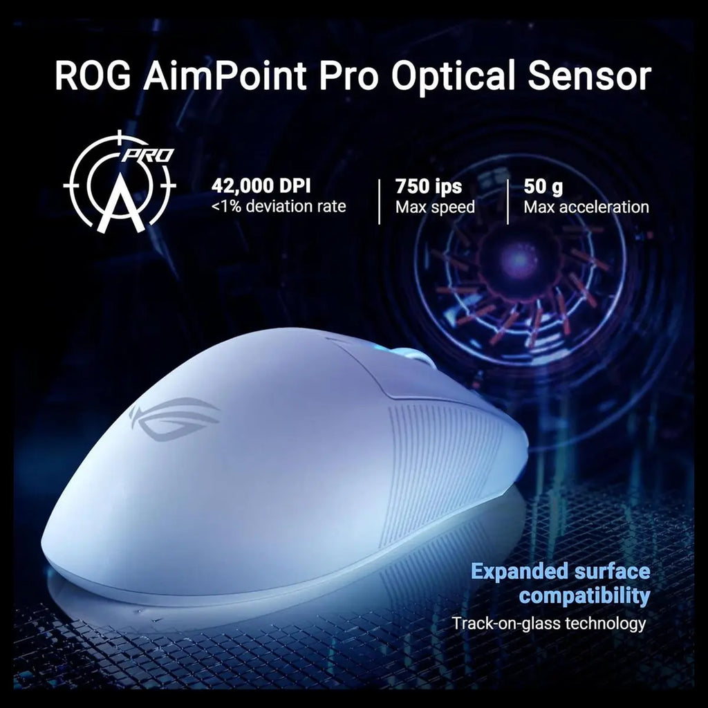Asus Rog Keris II Ace Wireless Gaming Mouse, 42,000 DPI Optical Sensor, Up To 8000 Hz Polling Rate, Tri-Mode Connectivity, Black