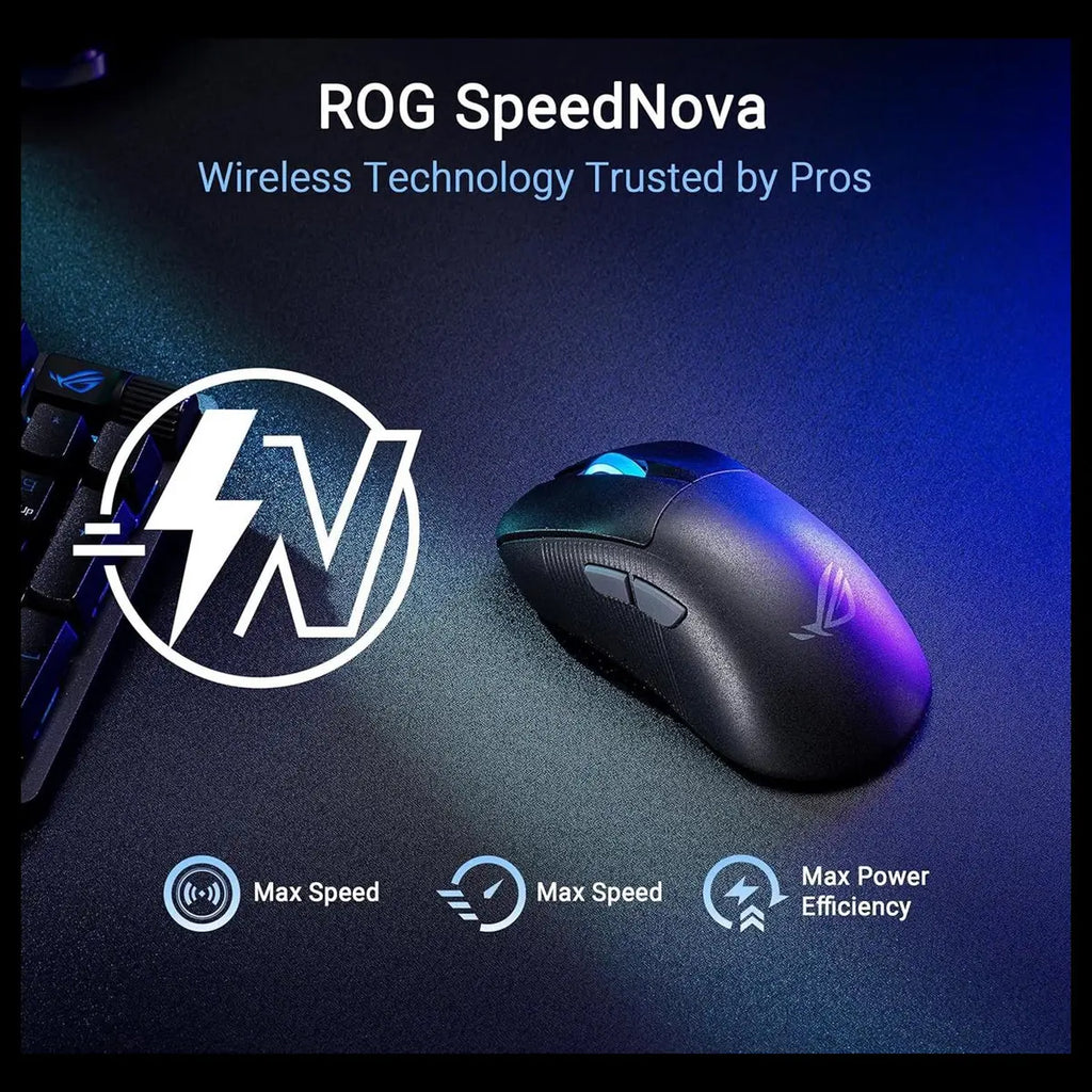 Asus Rog Keris II Ace Wireless Gaming Mouse, 42,000 DPI Optical Sensor, Up To 8000 Hz Polling Rate, Tri-Mode Connectivity, Black