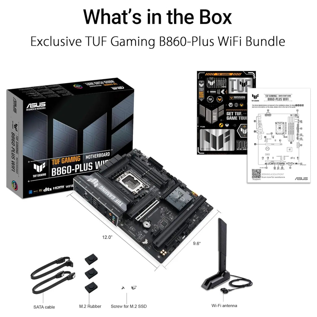 ASUS TUF Gaming B860-PLUS WiFi ATX Motherboard, B860, LGA1851, DDR5, PCIe5.0, 3x M.2, Wi-Fi7, 2.5Gb LAN, USB20Gbps Type-C