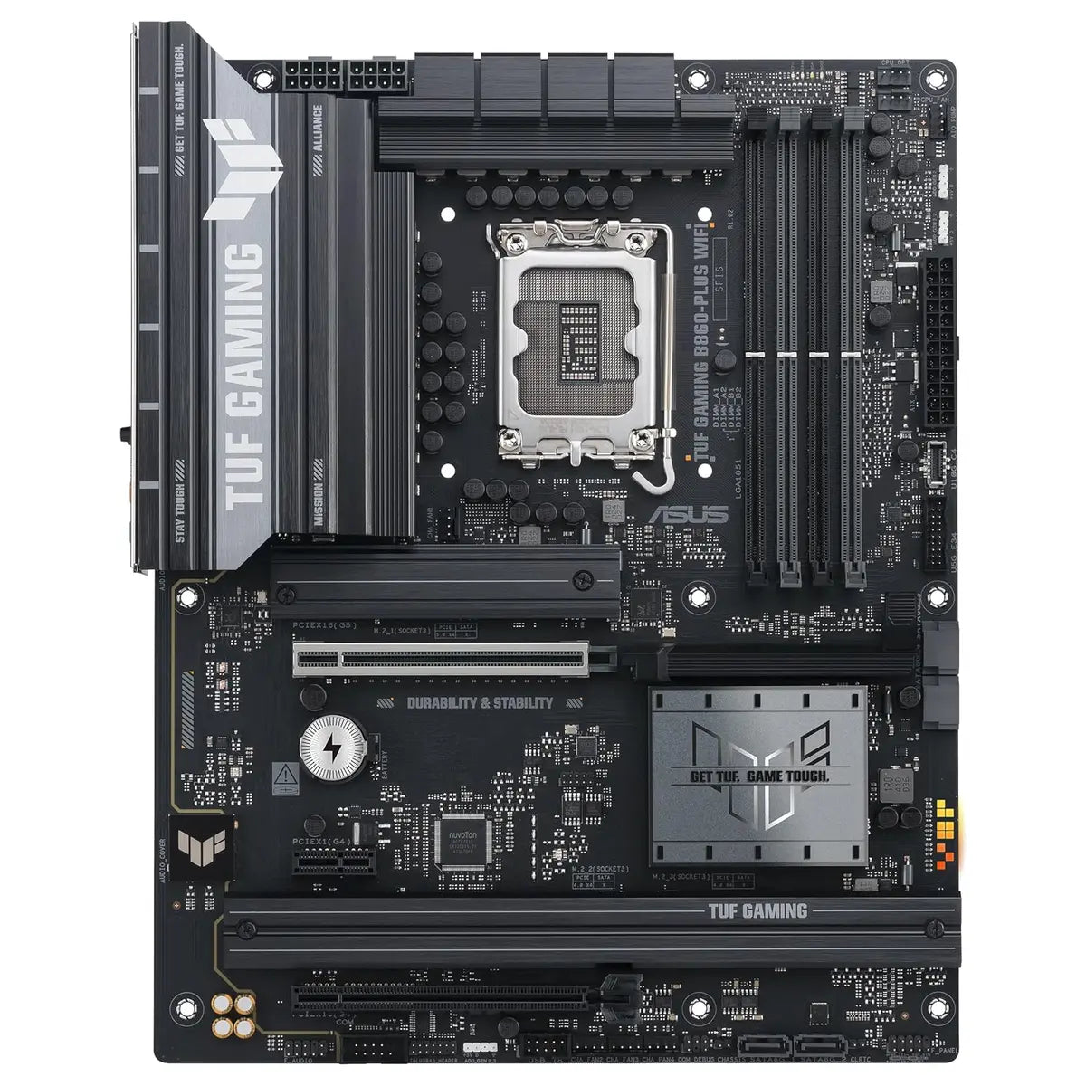 ASUS TUF Gaming B860-PLUS WiFi ATX Motherboard, B860, LGA1851, DDR5, PCIe5.0, 3x M.2, Wi-Fi7, 2.5Gb LAN, USB20Gbps Type-C