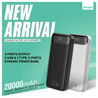Amaze NEXUS Pro 20000mAh Power Bank, Fast Charging, Dual Input Micro USB and USB-C, USB-A and USB-C Output, Model A233, White or Black