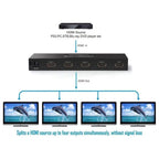Ugreen HDMI Splitter 1 In 4 Out, 4K 30Hz, HDMI 1.4, 3D, Dolby TrueHD DTS-HD Master Audio LPCM, Plug and Play, Black, 40202