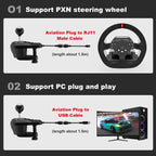 PXN A7 Gaming Gear Shifter, 6+1 Shift Lever with Handbrake Button and Shift Button for High and Low Gear, Plug and Play for PC