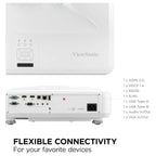 ViewSonic LS832WU Ultra-Short Throw Laser Projector, WUXGA 1920x1200p, 5000 ANSI Lumens, 0.25 Throw Ratio, H and V Keystone, Dual HDMI Inputs