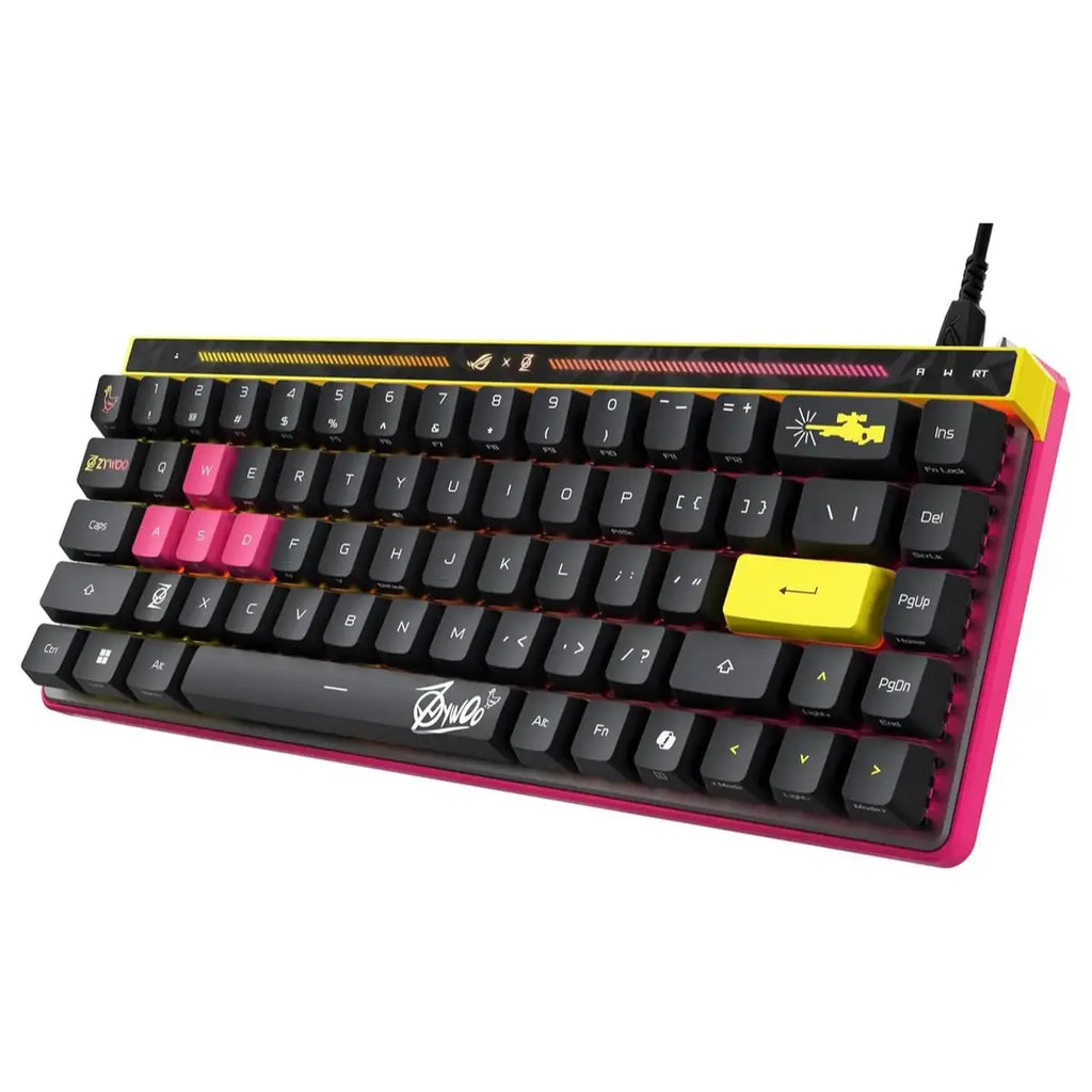 Asus ROG Falchion Ace HFX Wired Gaming Keyboard, 65% Analog, ROG HFX Magnetic Switches, Rapid Trigger, 8000Hz Polling, Dual USB Type-C Ports, Touch Panel, PBT Keycaps, Protective Cover, ZywOo Edition