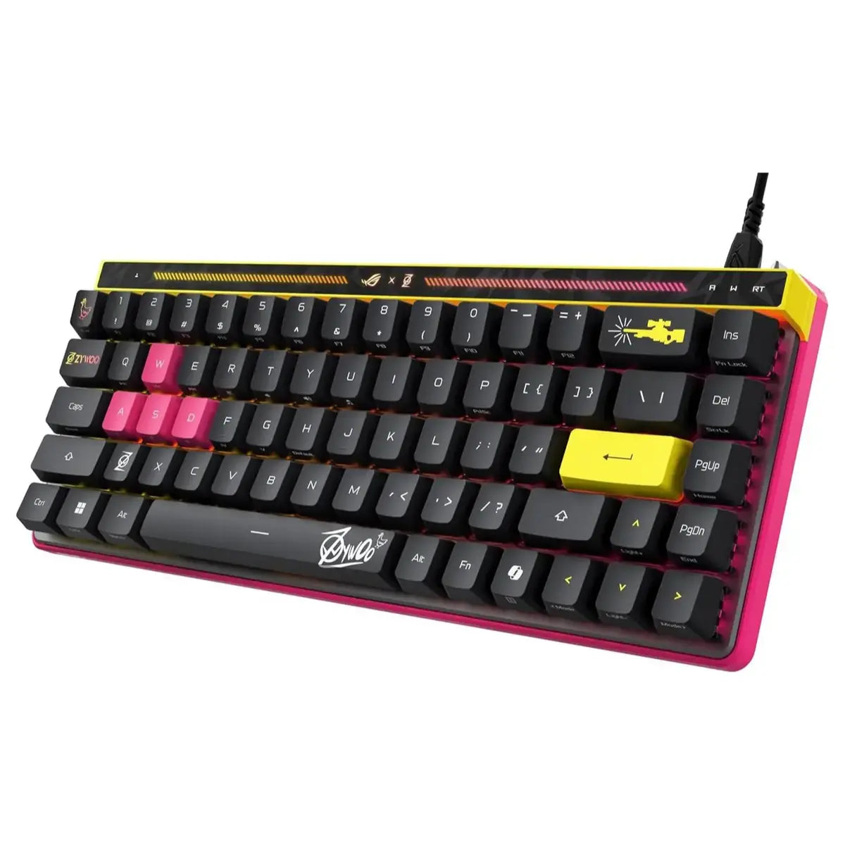Asus ROG Falchion Ace HFX Wired Gaming Keyboard, 65% Analog, ROG HFX Magnetic Switches, Rapid Trigger, 8000Hz Polling, Dual USB Type-C Ports, Touch Panel, PBT Keycaps, Protective Cover, ZywOo Edition