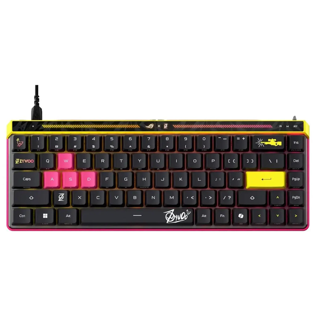 Asus ROG Falchion Ace HFX Wired Gaming Keyboard, 65% Analog, ROG HFX Magnetic Switches, Rapid Trigger, 8000Hz Polling, Dual USB Type-C Ports, Touch Panel, PBT Keycaps, Protective Cover, ZywOo Edition
