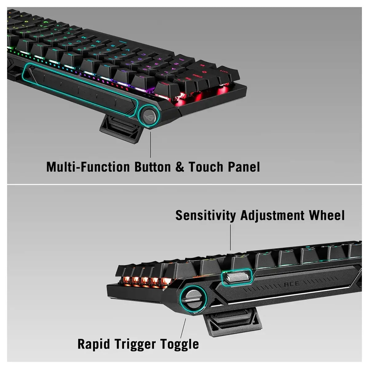 Asus Rog Falchion Ace 75 HE Gaming Keyboard, 75% TKL, Wired USB, Hot-Swappable ROG HFX V2 and V2X Magnetic Switches, Rapid Trigger Toggle, 8000Hz Polling, ROG Double Shot PBT Keycaps, Black